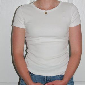 H&M Basic White Ribbed Tee